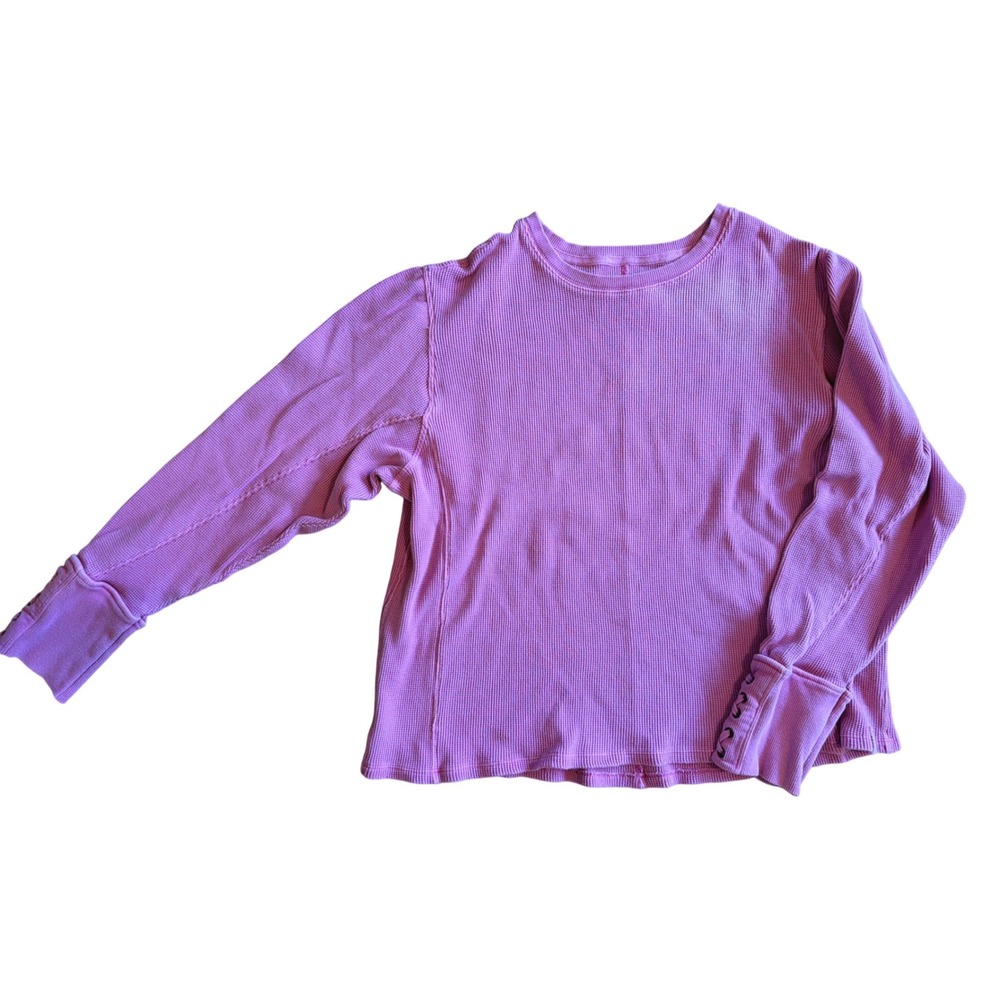We The Free Free People Pink Waffle Knit Thermal Lace Up Cuff Top Medium